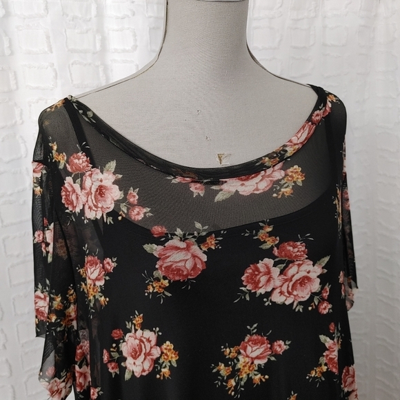 TORRID Floral Print Mesh Tee Dress Size 2 - Picture 3 of 12